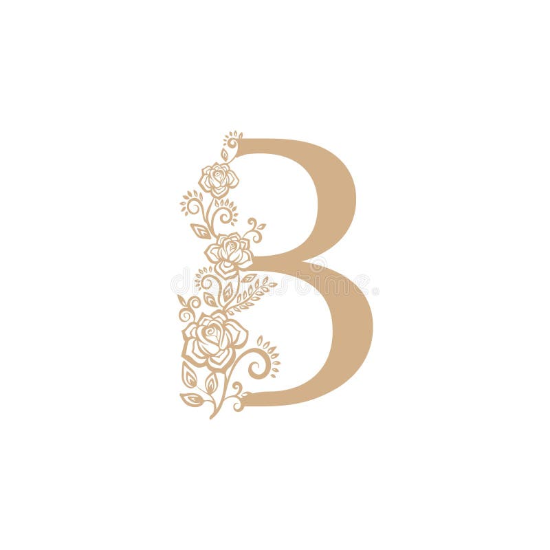 photo Letter B Icon Aesthetic Beige vector illustration flower initial b