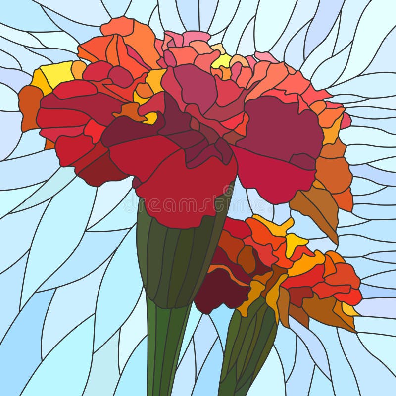 Vector Illustration of Flower Red Marigold. Stock Vector - Illustration of  vector, style: 27053012