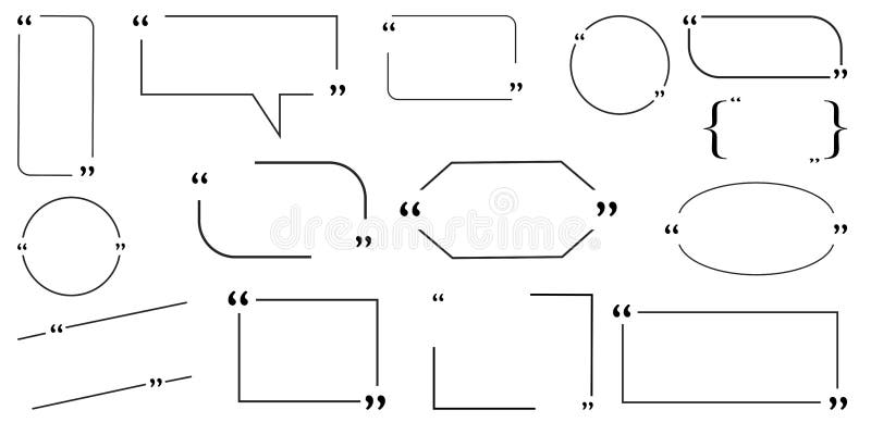 Vector illustration of frames for quotes. Text boxes with quotation marks. Backgrounds for comments. Stock image stock illustration