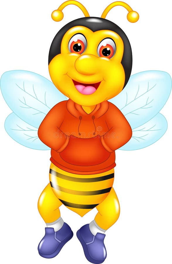 Funny Bee Cartoon Posing With Smiling Stock Illustration Illustration