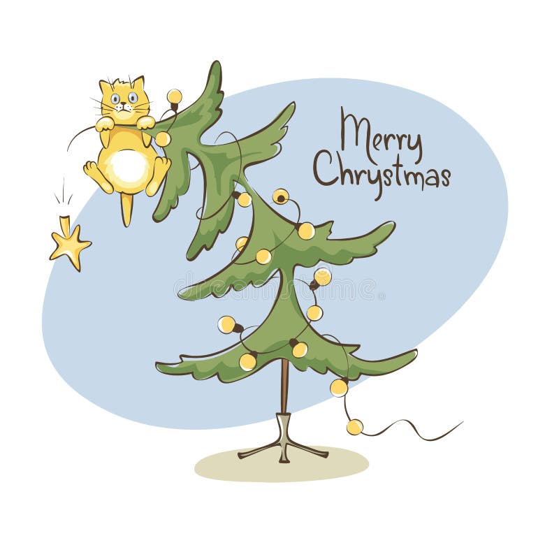 cat destroy christmas tree