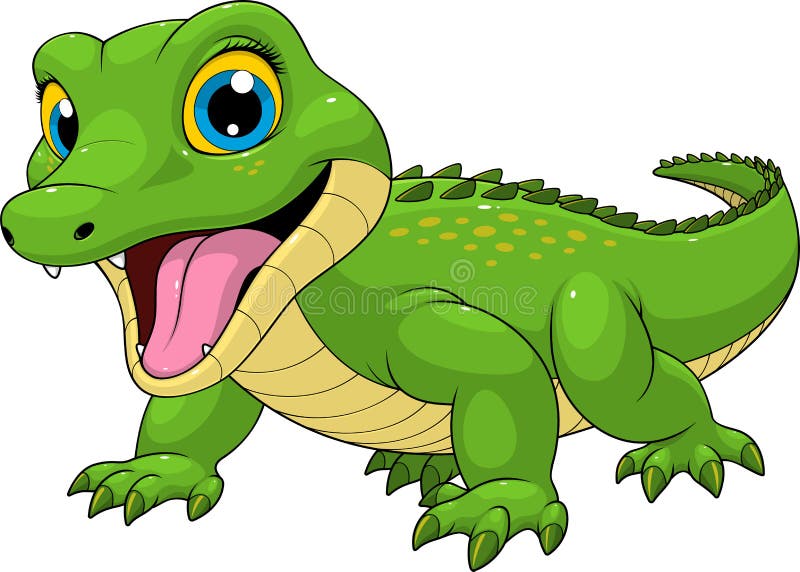 Vector illustration, funny crocodile baby cute smiles royalty free illustration
