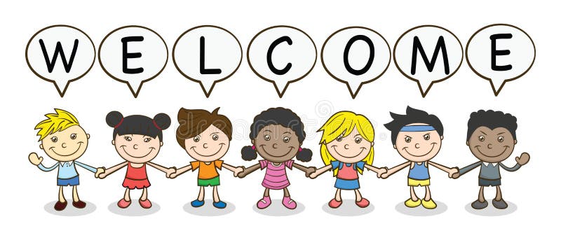 Vector Illustration of Funny Kids Welcome Stock Vector ...