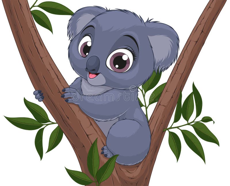 Vector illustration, funny little koala bear baby smiling stock illustration