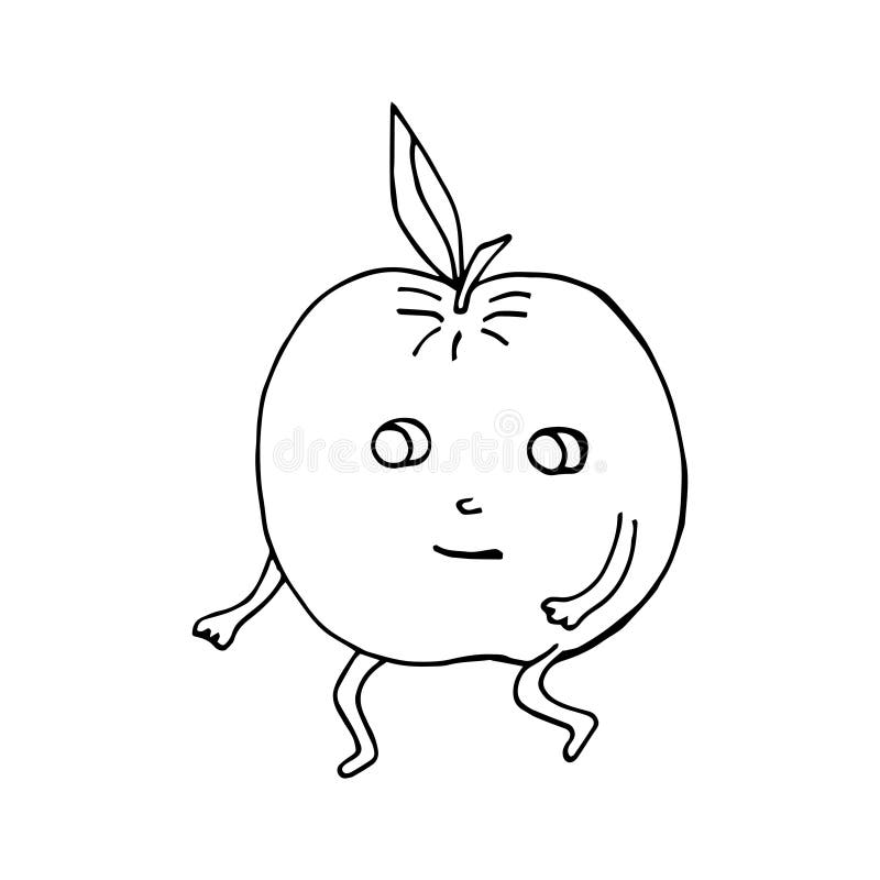 Vector Illustration of a Funny Red Apple. Character in Cartoon Style