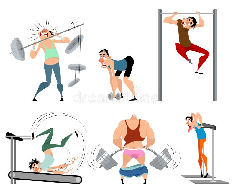 Funny Situations in the Gym Stock Vector - Illustration of background, build: 182725287 Funny Situations in the Gym Stock Vector - Illustration of background, build: 182725287