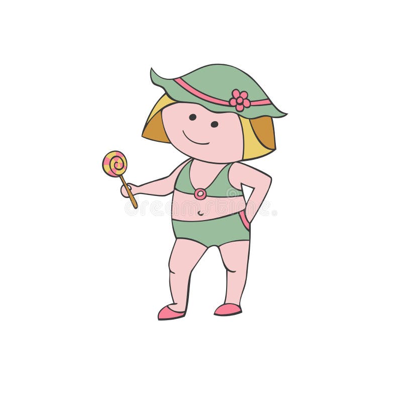 Vector illustration girl in a bathing suit. 