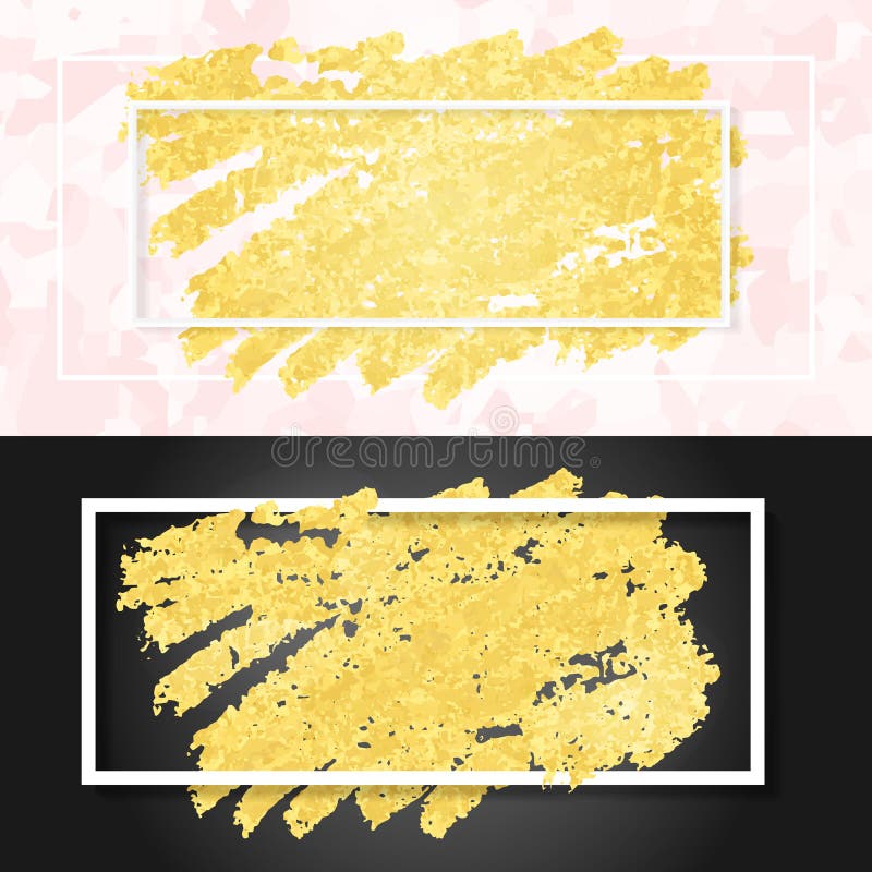 Golden Paint Brush Stroke Set Of Gold Paint Smear With Glittering