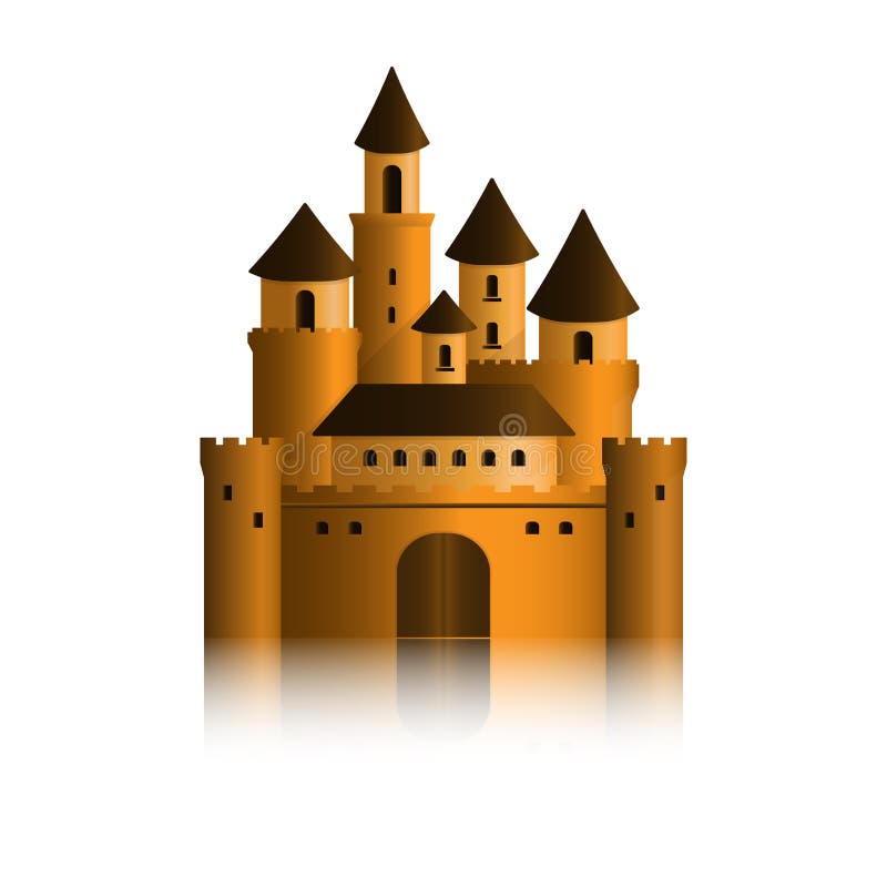 Golden castle graphic stock illustration. Illustration of illustrated