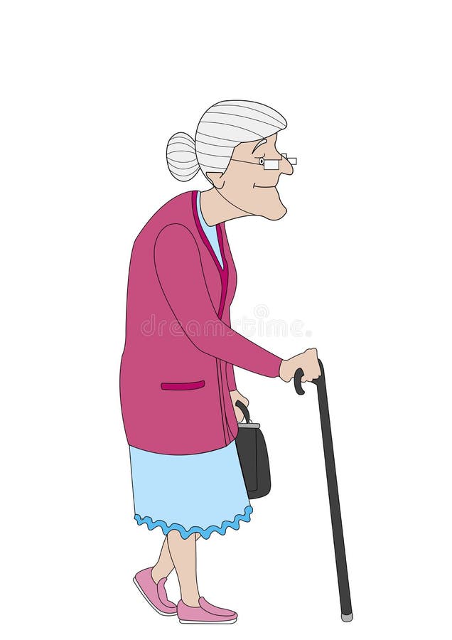 Old woman with a sore back stock illustration. Illustration of pain ...