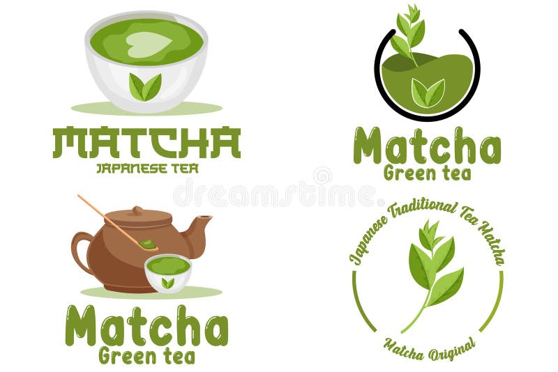 Vector Illustration of green plant matcha logo made as matcha drink or matcha dessert, green tea design