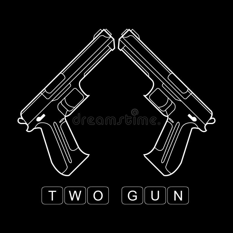 Gun Symbol on Black Background Stock Illustration - Illustration of  isolated, ammo: 198288859