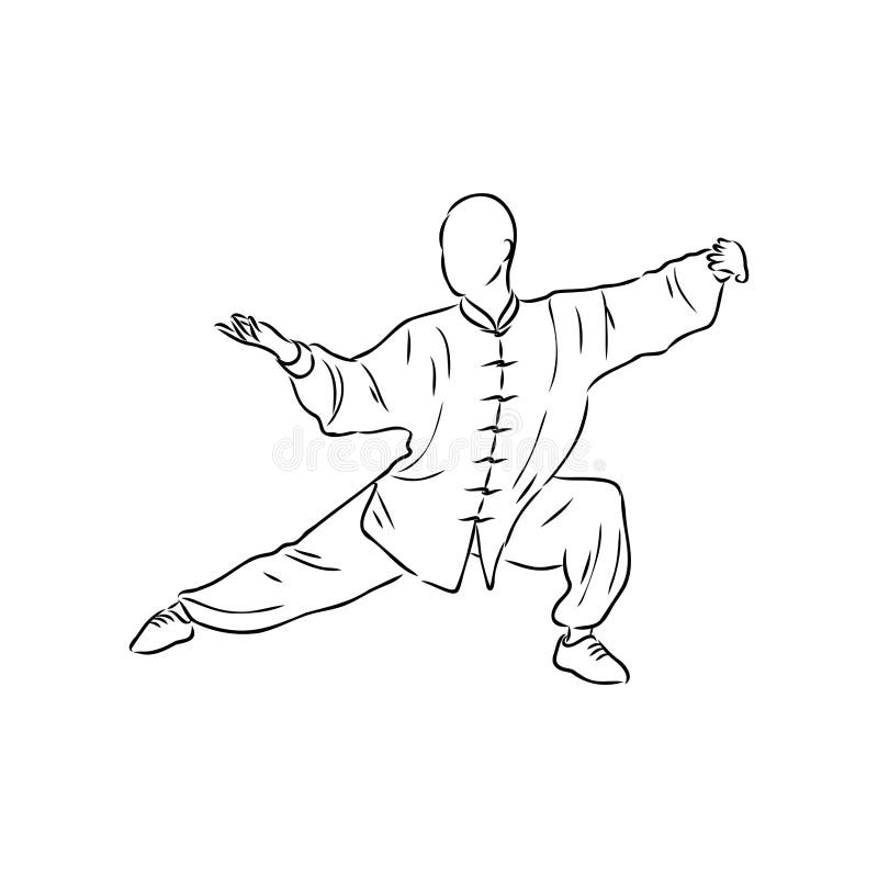 Vector Illustration of a Guy Performing Tai Chi and Qigong Exercises ...