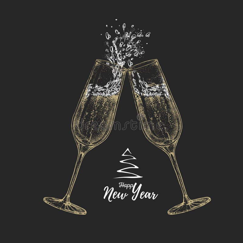 Vector Illustration Of Hand Drawing Two Clinking Champagne Glasses Stock Vector Illustration Of Background Modern 129254156 Step by step drawing tutorial on how to draw champagne glasses. vector illustration of hand drawing two
