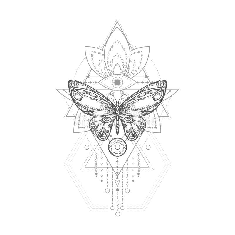 Butterfly Occult Tattoo Poster Stock Vector - Illustration of ethnic ...