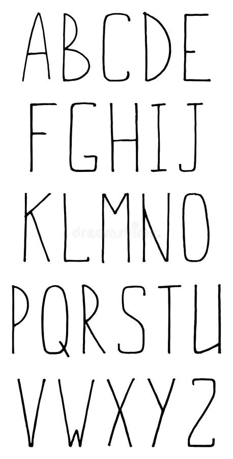 Hand drawn rustic font, chalcboard alphabet stock illustration