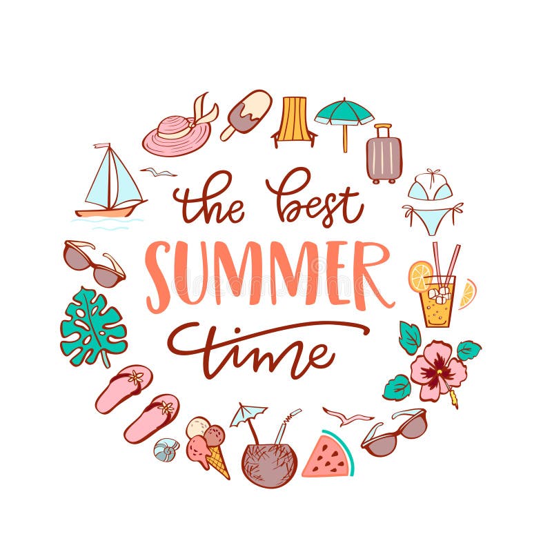 illustration of the summer time and travel concept icon and lettering Stock  Vector Image & Art - Alamy