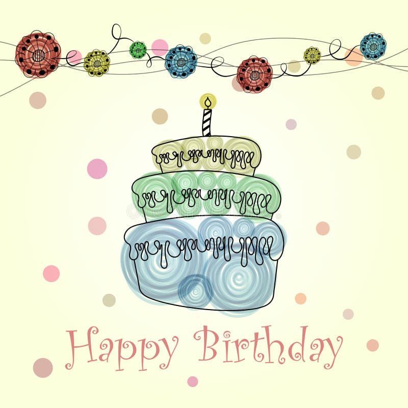 Vector Illustration Of Happy Birthday Greeting Card Stock Illustration ...