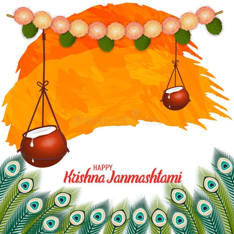 Vector Illustration of Happy Krishna Janmashtami Background with Pot of  Cream. Dahi Handi Stock Vector - Illustration of dahi, holy: 127258567