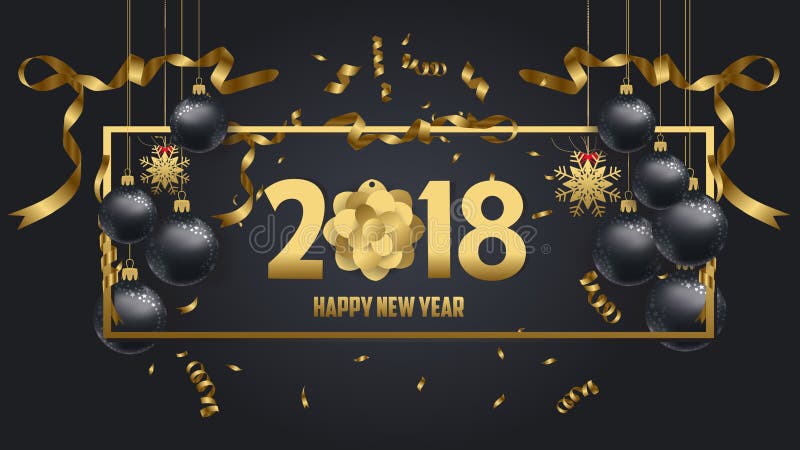 Vector illustration of happy new year 2018 gold and black colors vector illustration Vector illustration of happy new year 2018 gold and black colors vector illustration