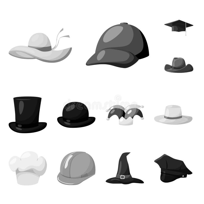 Vector Design of Hat and Helmet Sign. Collection of Hat and Profession ...