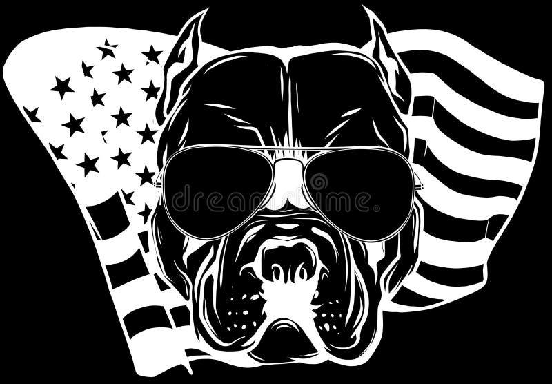 Head Dog in White Line on Black Background Stock Vector - Illustration