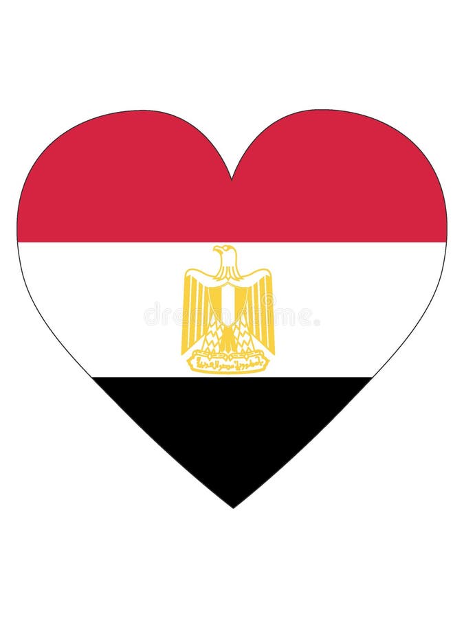 Heart Shaped Flag of Egypt stock vector. Illustration of leone - 137576436