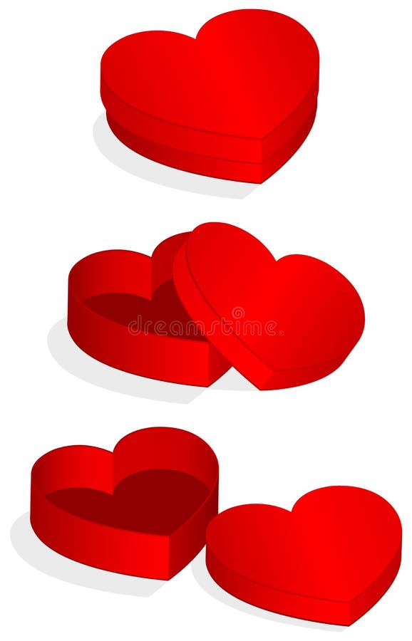 Vector illustration of heart shaped valentine box