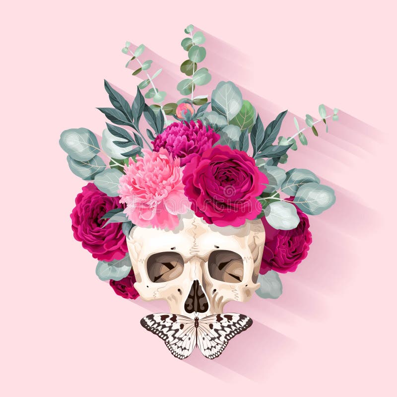 Human Skull From Flowers - Vector Stock Vector - Illustration of ...