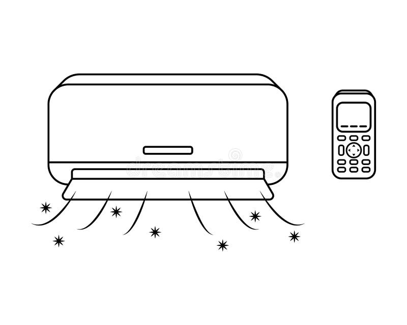 Vector Illustration of a Household Air Conditioner. Isolated
