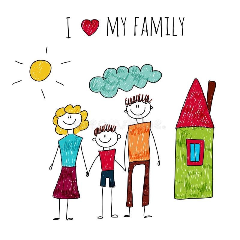 Vector Illustration I Love My Family Stock Vector Image