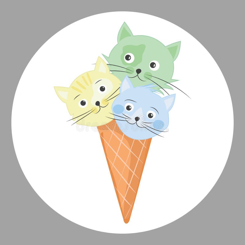 Kitten eating ice cream stock vector. Illustration of clip 30805873