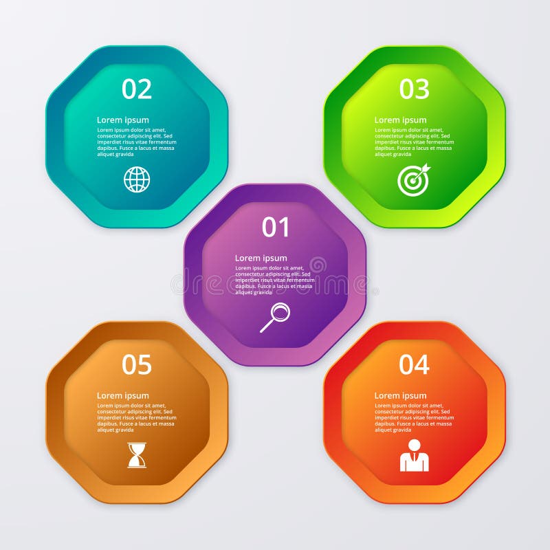 Vector illustration infographics of octagons stock illustration