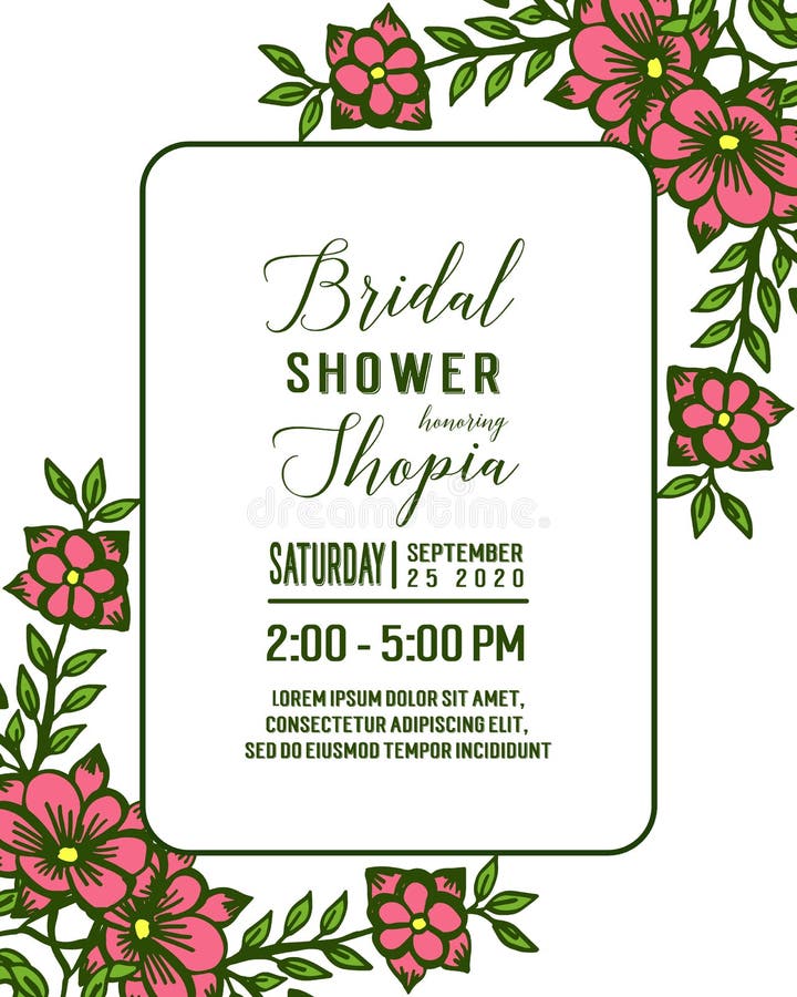 Vector Illustration Invitation Card Bridal Shower with Texture of