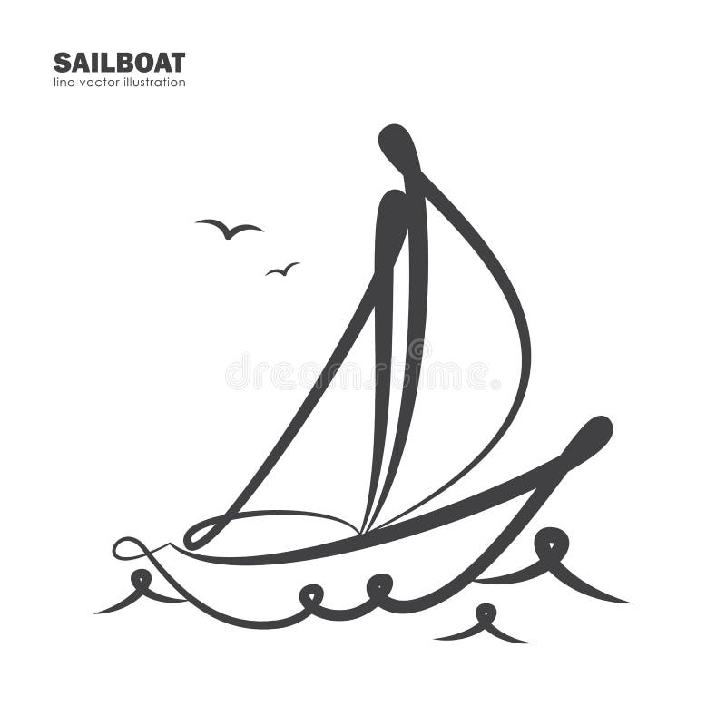 Isolated sailboat on white background. Line design. royalty free illustration