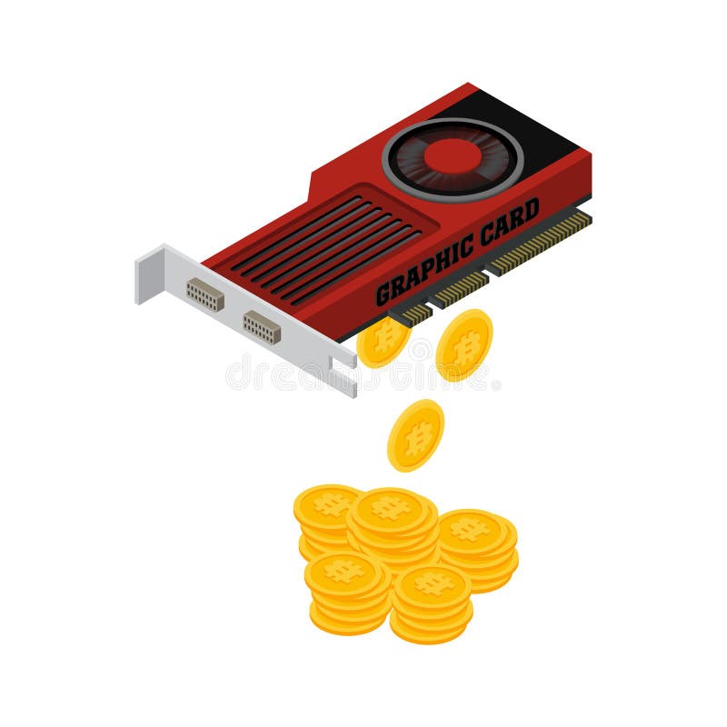Vector illustration isometric computer graphic card royalty free illustration