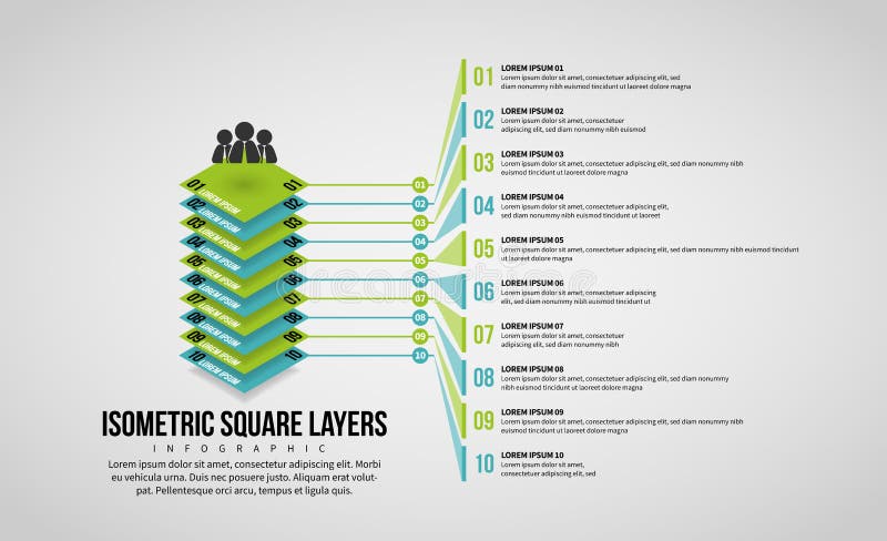Isometric Square Layers Infographic vector illustration
