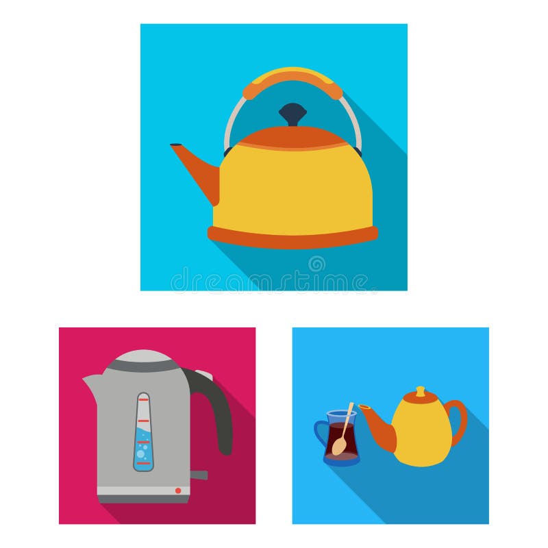 Vector Design of Kettle and Tea Logo. Collection of Kettle and Electric