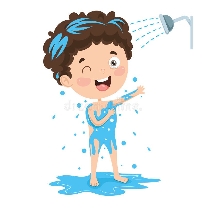 Vector Illustration of Kid Bathing Stock Vector - Illustration of enjoy