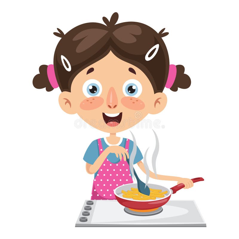 Vector Illustration of Kid Cooking Meal Stock Vector - Illustration of ...