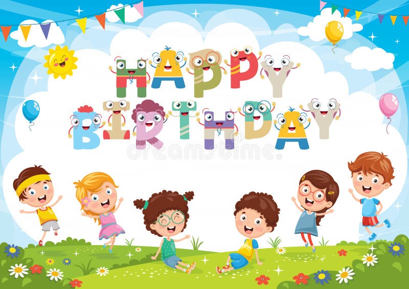 Kids Birthday Template Vector Illustration Stock Vector - Illustration ...