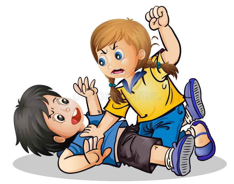 Vector Illustration of Kids Fighting in a School Stock Vector -  Illustration of vector, cartoon: 176109169