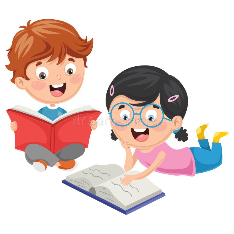 Kids Reading Book Vector Illustration Stock Vector - Illustration of ...