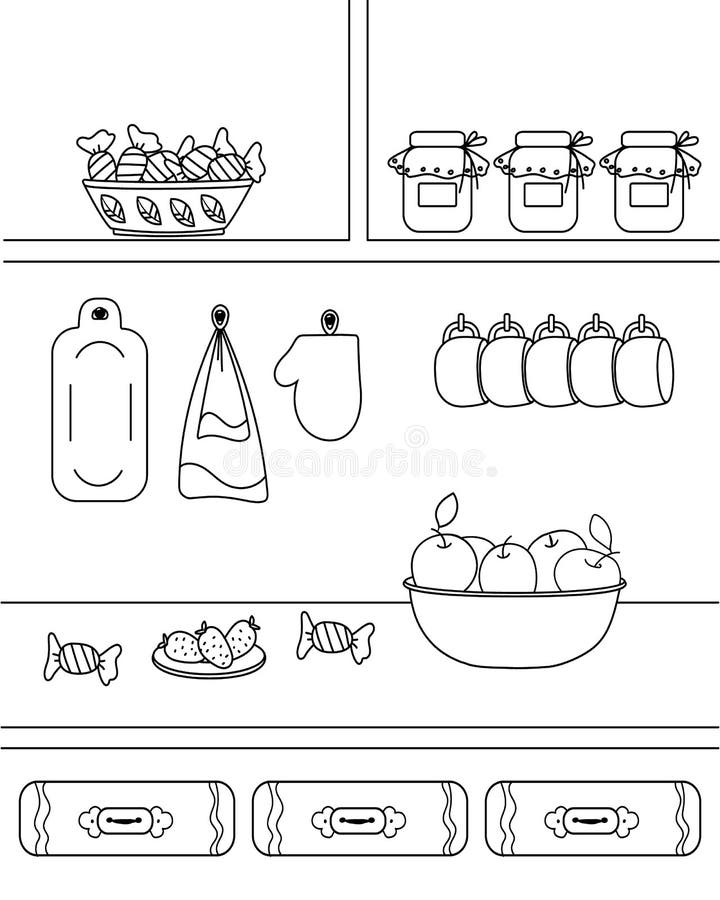 https://thumbs.dreamstime.com/b/vector-illustration-kitchen-utensils-food-sweets-cups-apples-cute-children-s-coloring-book-ornament-black-lines-178320761.jpg