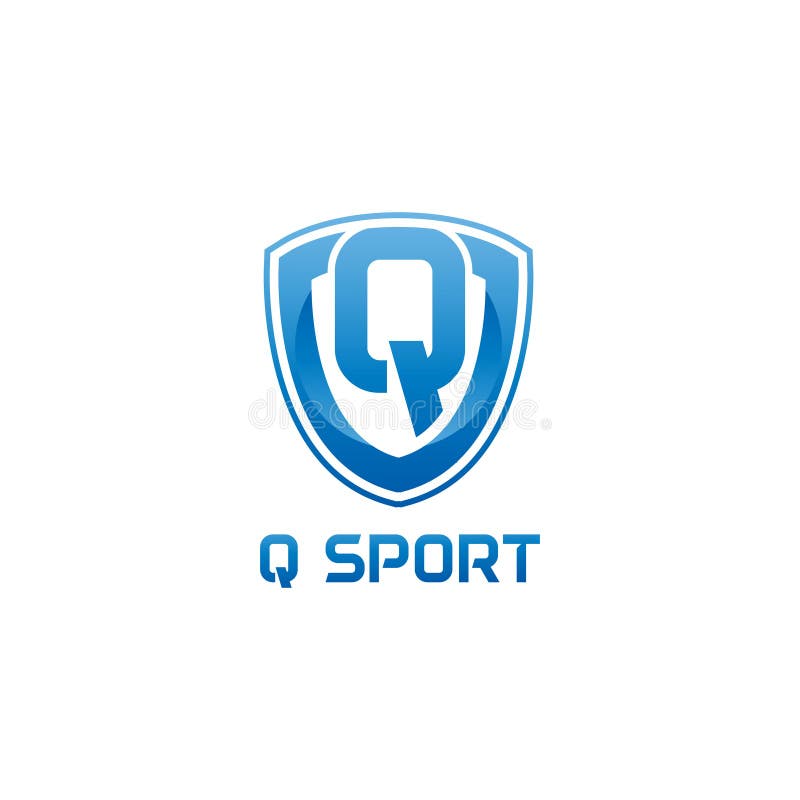 Vector Illustration Letter Q with Shield Sport Logo Modern Design Stock