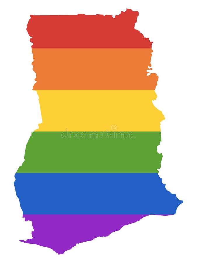 LGBT Rainbow Map of Ghana vector illustration