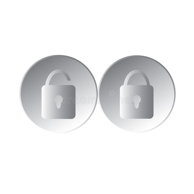Vector illustration Lock and unlock icon in silver gradient royalty free illustration