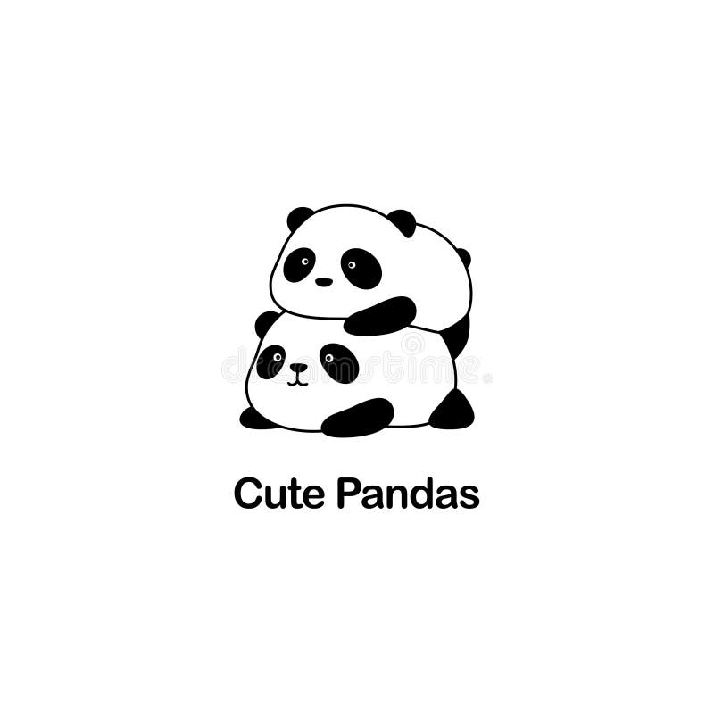 Vector Illustration / Logo Design - Cute Funny Fat Baby Cartoon Giant Panda  Bears, One Panda Lies on Another Panda Stock Vector - Illustration of  lovely, icon: 156625825