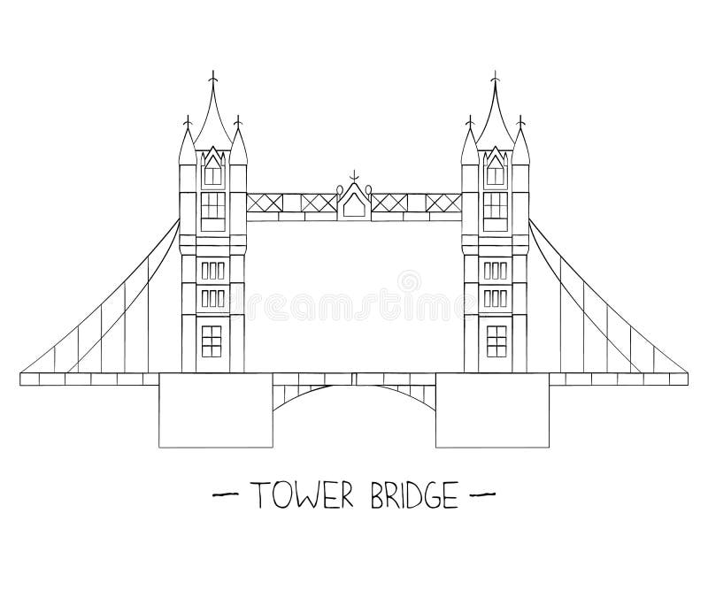 Vector illustration of London sights. London city symbol isolated on white background. Tower bridge in line art style royalty free illustration Vector illustration of London sights. London city symbol isolated on white background. Tower bridge in line art style royalty free illustration