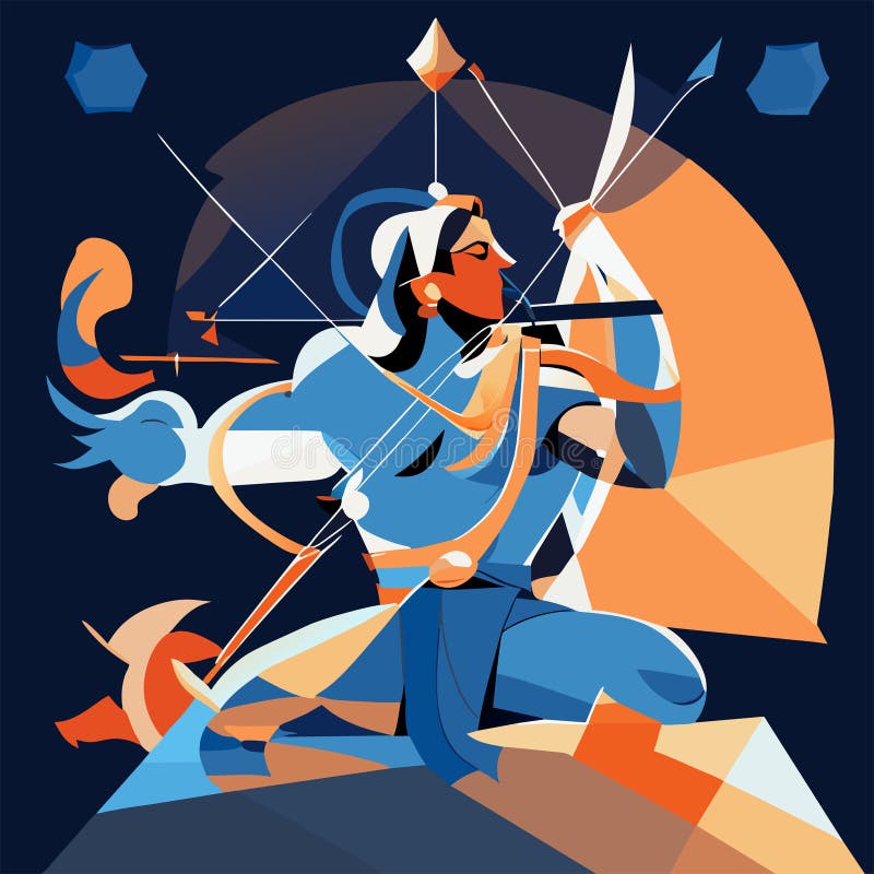 Free Vectors - Hindu Mythology Lord Rama Character In Orange Line Art. |  FreePixel.com